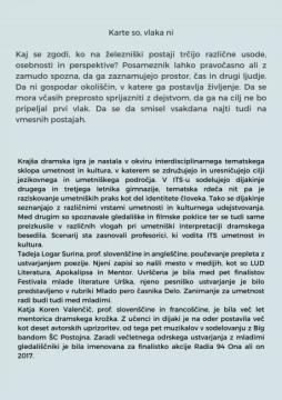 Gimnazijci vabijo na predstavo KARTE SO, VLAKA NI 1